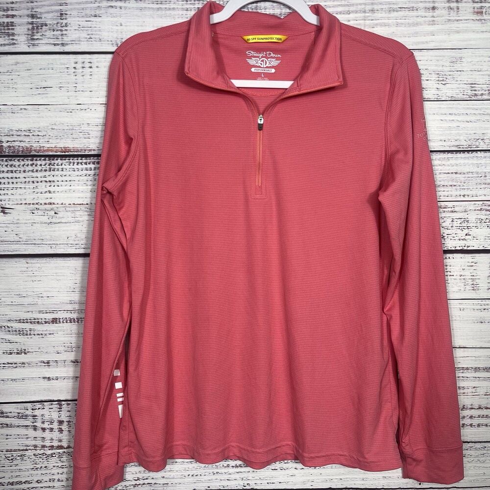 Straight Down Performance Womens L Golf 1/4 Zip Long Sleeve Shirt Pullover *LOGO